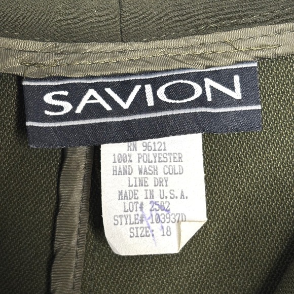 Vintage Savion Womens Dark Olive Green Pleated Trousers Size 18 Tapered Leg - Picture 7 of 8